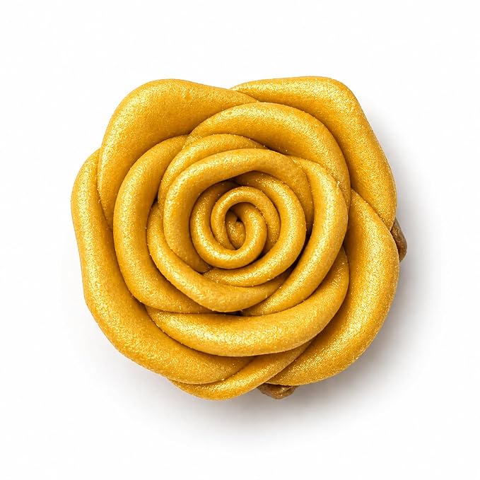 Confect Metallic Edible Rose Topper – Gold Roses for Cake, Cupcake & Doughnut Decoration – Pack of 12 Edible Floral Toppers- Vegan, Gluten-Free, Nut-Free, Soy-Free, Dairy-Free, Palm Oil-Free