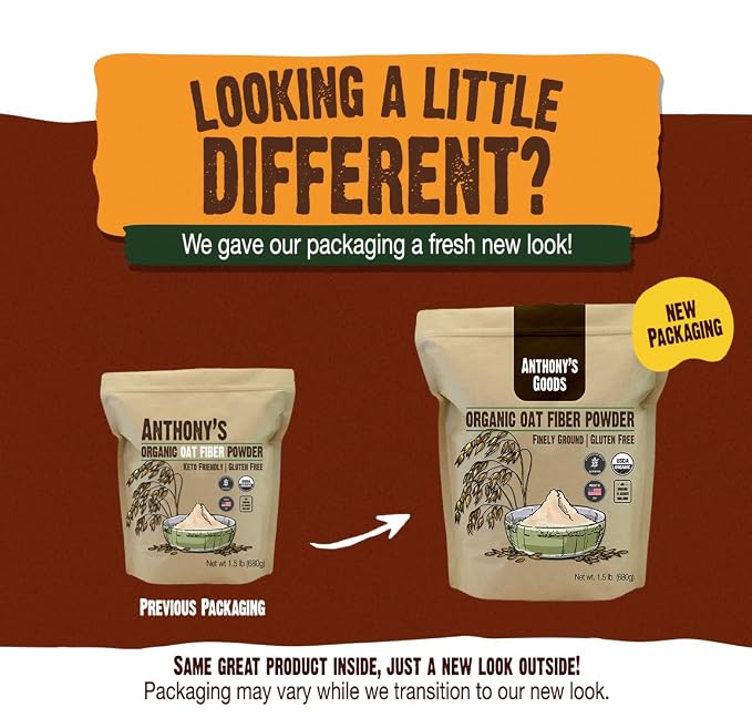 Anthony's Organic Oat Fiber, 1.5 lb, Gluten Free, Non GMO, Keto Friendly, Product of the USA