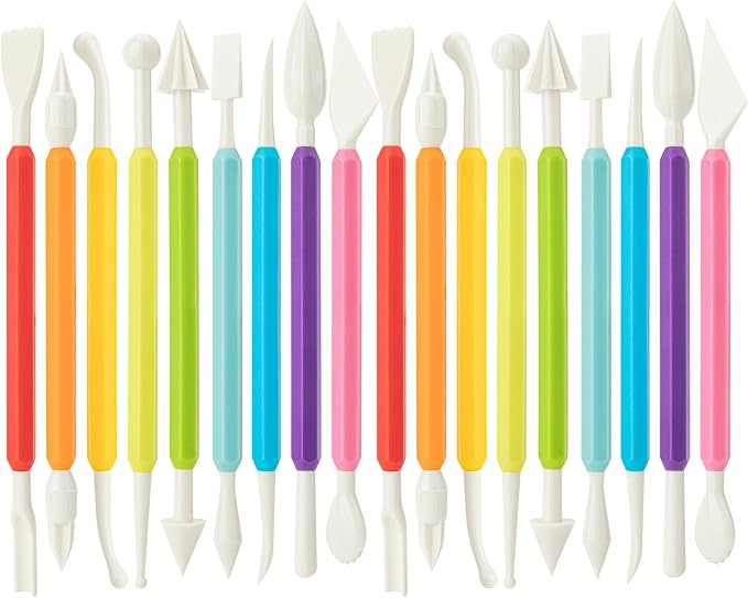 2 Set Air Dry Clay Tools, 18PCS Polymer Clay Tools Kit for Modeling, Plastic Clay Tools Sculpting for Kids, Adults, Molding, Shaping, Carving, Dotting, Trimming, Pottery, Craft Supplies Accessories
