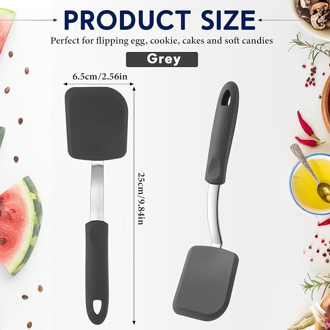 Small Silicone Spatula Flexible Silicone Cookie Spatula Heat Resistant Small Pancake Turner for Kitchen Use Nonstick Cookware No Scratch Cooking Flipper for Egg Pancake