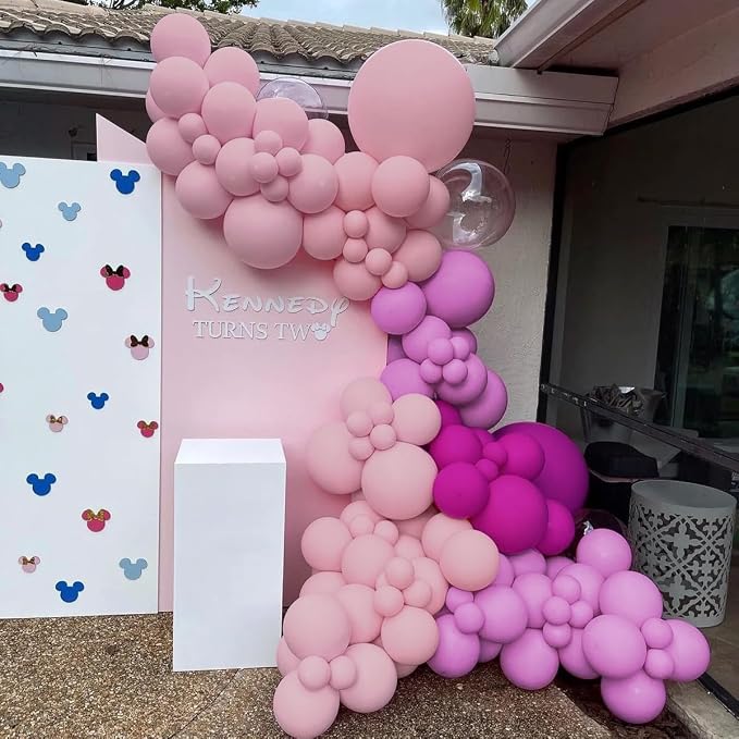 Red Purple Pink Balloon Garland Arch Kit, 160Pcs Hot Pink Dusty Purple Pastel Pink Balloons for Bridal Wedding Engagement Anniversary Girl Birthday Baby Shower Party Decorations