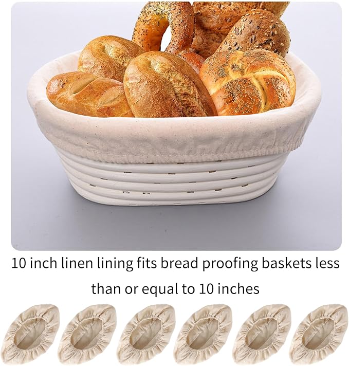 6 Pieces Oval Banneton Proofing Cloth liner, 10 inch Bread Proofing Basket Liner, Sourdough Baking Dough Basket Cloth Liner for Bakery Home Baking (Basket Not Included)(Oval)
