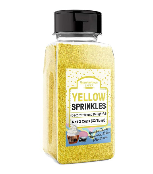 Yellow Sprinkles (2 Cups) Bright & Colorful Jimmies, Decorative & Fun Topping for Baking