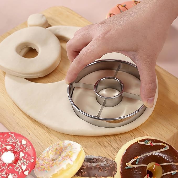 Donut Cutter, 3.86 Inch Stainless Steel Doughnut Cutters Mold, Baking Tools for Making Donuts and Mousse Ring Cookie