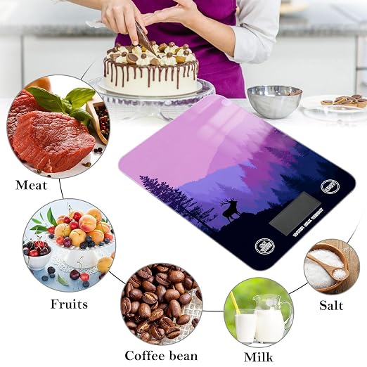Food Scale Kitchen Scale Food Weight Scales Digital Weight Grams and Ounces Small Electronic Food Scale for Baking Cooking Purple Stag Mountains and Forest
