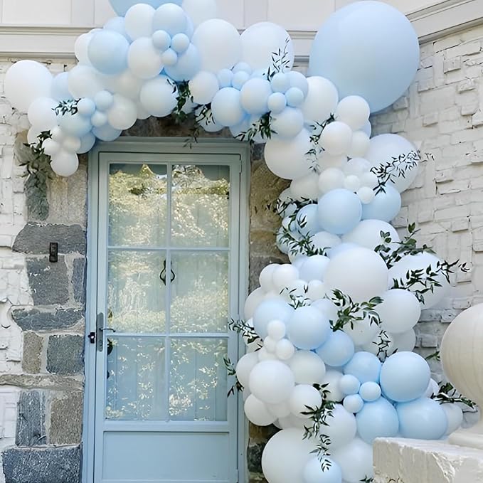 Voircoloria 90pack Light Blue Balloons Different Size 18/12/10/5 Inch Baby Blue Balloon Garland Arch Kit for Boys Girls Birthday Party, Baby Shower, Wedding, Gender Reveal, Baby Shower Decorations