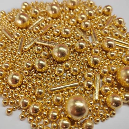 Edible Gold Pearl Sugar Sprinkles Candy Mix Size Baking Edible Cake Decorations Cupcake Toppers Cookie Decorating Wedding Party Valentine Halloween Christmas Supplies 85g/3oz