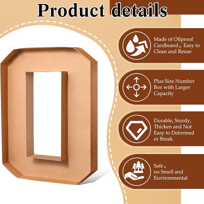 SiliFine 13.7''H Cardboard Letters Box for Charcuterie Birthday Fillable Paper Mache Candy Container Letter Box for Birthday Treats Festival Decorative (Letter O)