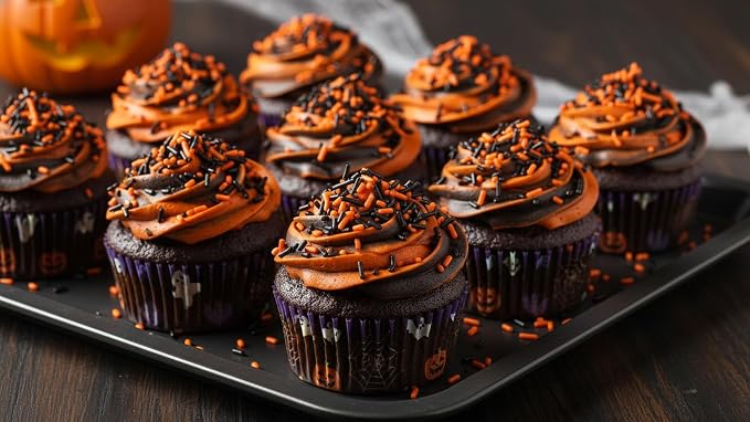NCS Orange & Black Jimmies Edible Sprinkles – Cupcake, Cake & Cookie Decorations, 7 oz