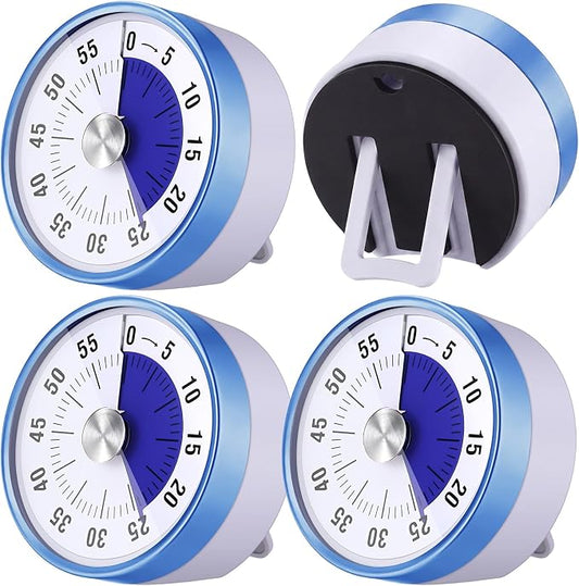 Blosssound 3 Pcs 60 Minute Visual Timers 3 Inch Mechanical Desk Countdown Timer with Magnetic Foldable Legs Hanging Hole Alarm Kitchen for Cooking Study Tool Meeting (Purple)