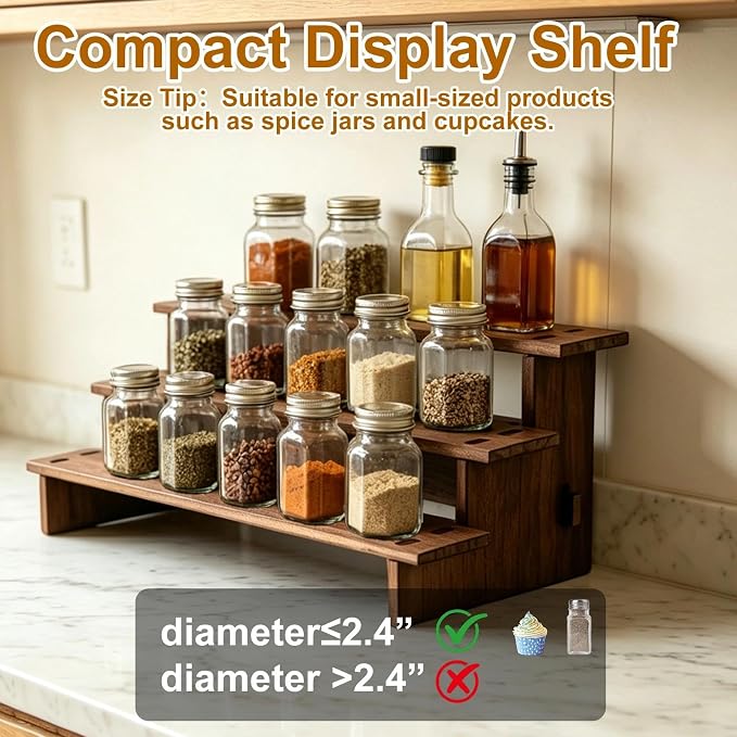 3 Tier Cupcake Stand Wood - 30s Quick Assembly, Easy Carry&Store | Wooden Cupcake Display Stand, Rustic Wooden Riser, Tiered Serving Tray for Vendors, Cup Cake, Dessert, Spice Rack, Candles