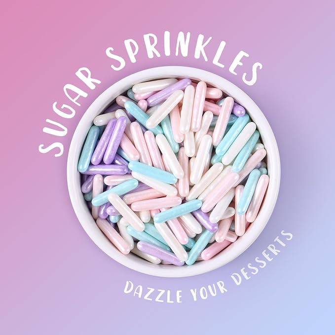 Sprinkles for Cake Decorating 4.2 Ounce Edible Sugar Rods Sprinkles for Cookie Decorating, Cupcake Topper, Ice Cream, Candy, Chocolate, Parties (Pink, Blue, Purple)