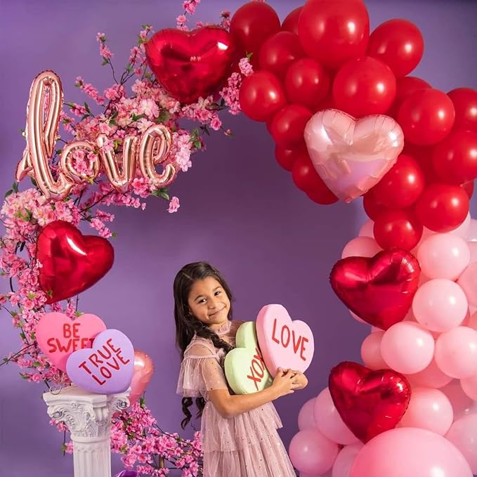 Voircoloria 130pcs Red Balloons Different Sizes 18" 12" 10" 5" Party Latex Balloons for Valentine's Day Birthday Christmas Baby Shower Wedding Anniversary Party Decorations