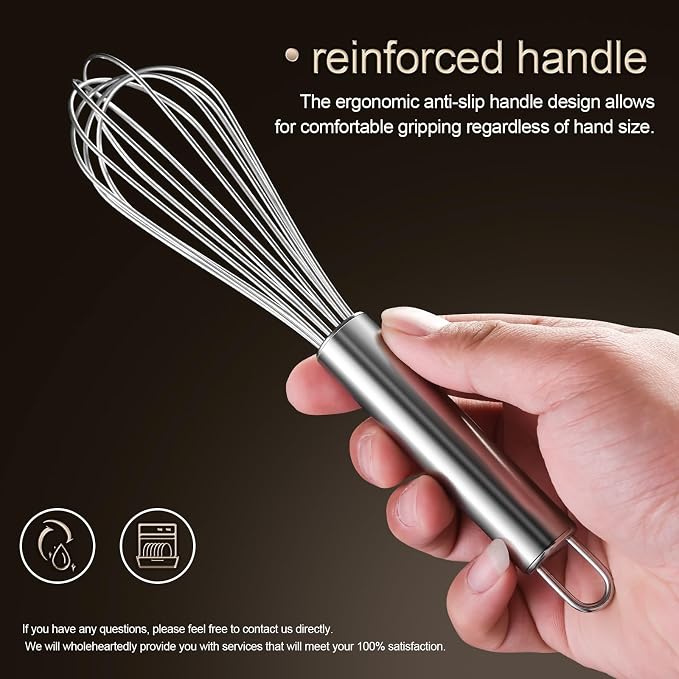 Aniso Stainless Steel Whisk (8.4 inches, Silver) | which works great for cups and small containers ， it's great for small-batch tasks