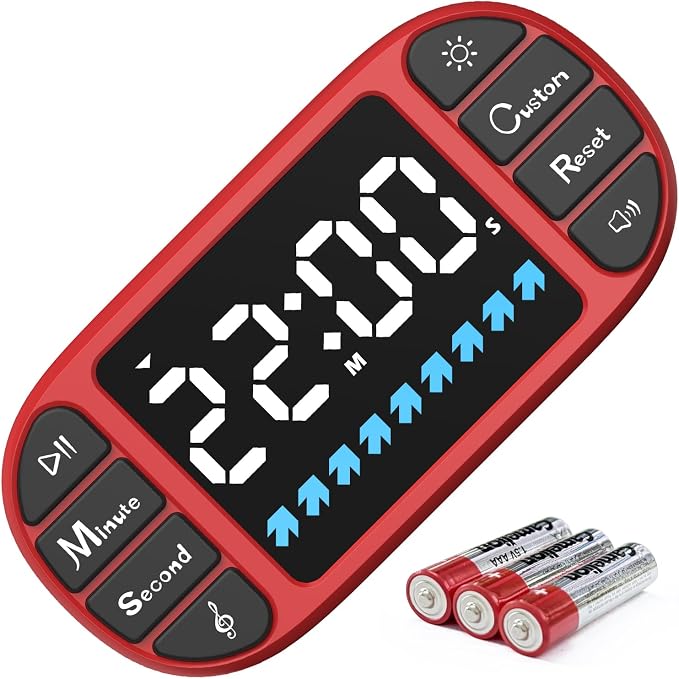 DOOMAY Digital Kitchen Visual Timer: 3.6'' Large LED Display, Magnetic, 3 Brightness, 4 Alarms and Volume, Memory Function, Countdown Count up for Cooking, Classroom, Home Gym, AAA Battery Included