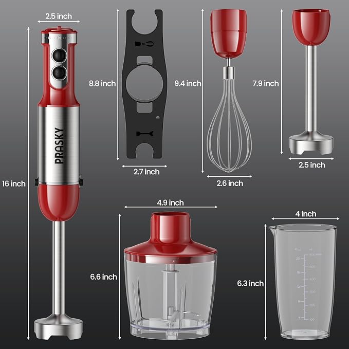 Immersion Blender Powerful Four Blades, Hand Mixer 5-in-1 with 20-speed, 1200W One-button Disassembly and Washing, Suitable for Kitchen Making Soups, Protein Shakes and Baby Food