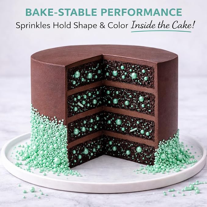 Confect Mint Green Sprinkles – Premium Pastel Green Pearl Cake & Cupcake Sprinkles (4.2 oz) – Bake Stable Edible Decorating Sprinkles for Cookies, Baking & Cake Decorations – Soft Chew, No Synthetic Dyes