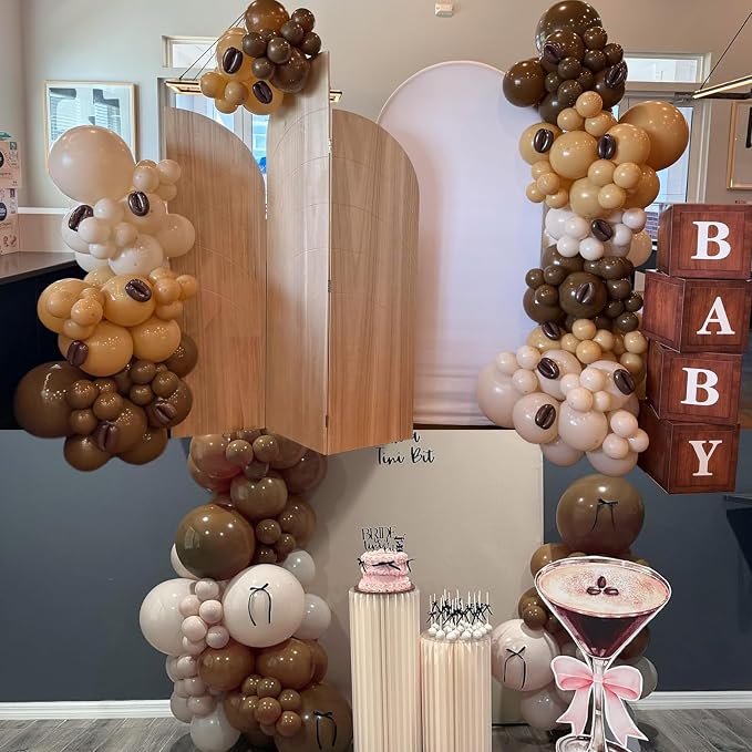104pcs Dark Brown Balloons - 18/12/10/5 Inch Coffee Brown Neutral Latex Balloons Garland Arch Different Sizes for Boho Weddings, Bear Baby Showers, Thanksgiving Party Supplies