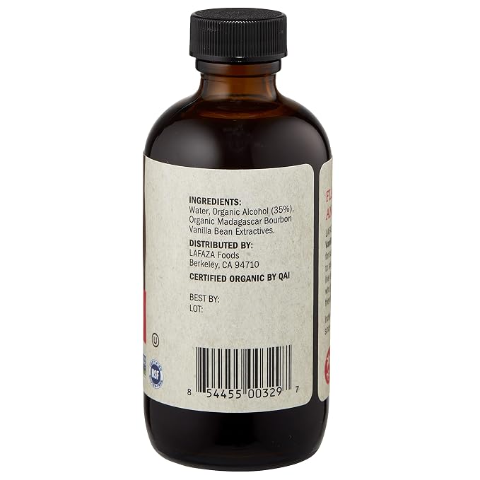 Lafaza Organic Pure Madagascar Bourbon Vanilla Extract, All-Natural (4 fl oz)