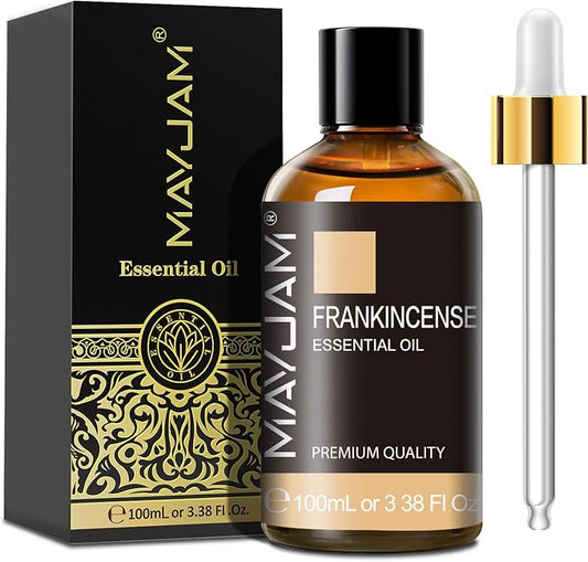 Frankincense Essential Oil 100ml, MAYJAM Premium Essential Oils for Aromatherapy, Diffuser, Soap Making, Candle Making, Large Bottle Frankincense Oil with Gift Box(3.38fl.oz)