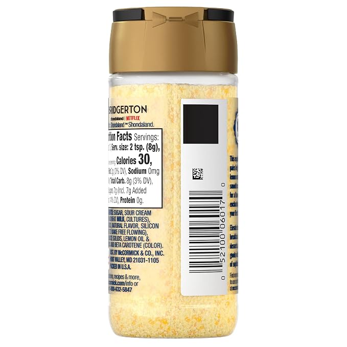 McCormick Bridgerton Finishing Sugar, Sweet Lemon, Limited Edition, Exquisite Lemon Flavor, For Elevating Baked Goods and Beverages, Garnishing, and More, 3.6 oz