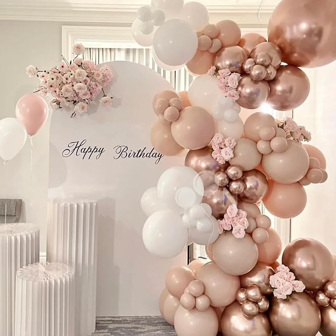 Voircoloria Metallic Rose Gold Balloons, 66pack 12inch Chrome Rose Gold Latex Party Balloons for Birthday Baby Shower Valentine's Day Graduation Wedding Gender Reveal Anniversary Party Decorations