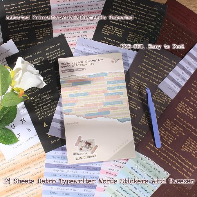 Quote and Sayings with Bible Verses Stickers for Journaling, 846Pcs Word Stickers, 24 Sheets Gold Foil Small Talk Sticker Book for Junk Journal Supplies, Scrapbooking, Bujo, Card Making