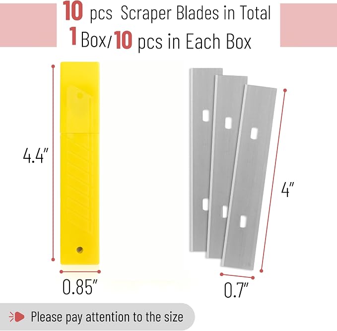 Bates- Replacement Scraper Blades, 4 Inch, 10 Pcs, Scraper Blades, Floor Scrapper Blade, Replacement Razor Blades, Carbon Steel Razor Blades, Paint Scraper Blades, 4 Inch Scraper Blades