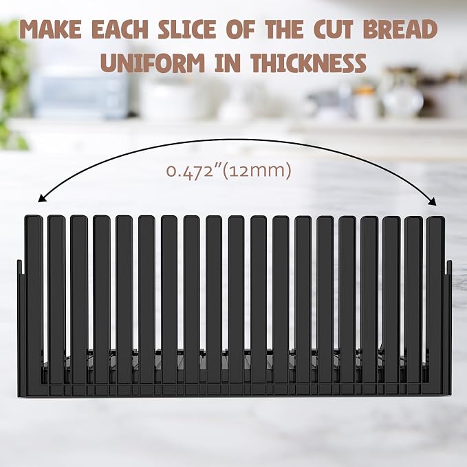 Bread Slicer for Homemade Bread,Adjustable Thickness Slicing Guide,Foldable Portable Bread Cutter Suitability for Homemade Breads,Bagel,Cakes-Kitchen Gadget,Baking Tool & Gift for Mother Father(Black)