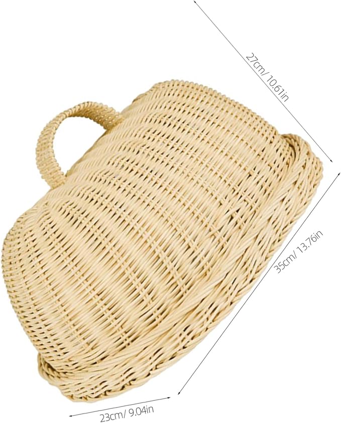 Rattan Khaki Woven Protective Basket Kitchen Dustproof Flyproof Fruit Bread Storage Organizer