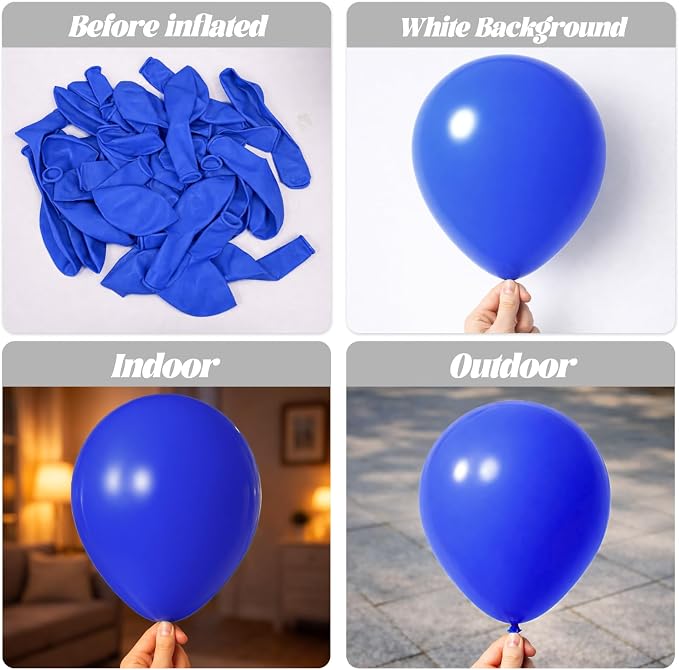 Voircoloria 130pcs Blue Balloons Different Sizes 18" 12" 10" 5" Matte Blue Latex Balloon Garland Arch Kit for Birthday Baby Shower Graduation Wedding Gender Reveal Anniversary Party Decorations
