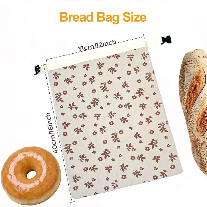 2 Pack Beeswax Bread Bags for Sourdough, Reusable Linen Bread Storage Bags, Eco-Friendly Waxed Cloth Bags for Homemade Bread, Baguette, Food Storage – Freezer Safe, 16 x 12 Inch