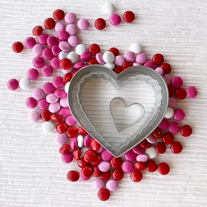 R&M International 3-Piece Love and Hearts Cookie Cutter Set. Includes Heart, Fluted Heart and Mini Heart Cookie Cutter