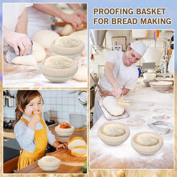 FoldTier 20 Pcs Banneton Bread Proofing Baskets Bulk, 5 Inch Mini Round Dough Sourdough Basket, Rattan Bakery Baking Bowl with Linen Liner, Small Bread Making Supplies for Baking Starter Home Bakers