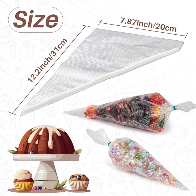 MAQIHAN 12Inch Piping Bags Disposable - 100 Pastry Bags Tipless Icing Frosting Bags Mangas Pasteleras Cake Cupcake Cookie Candy Chocolate Strawberry Decorating Baking Supplies Essentials Home Bakery