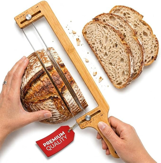 Premium Adjustable Bread Slicer Knife with Guide for Even Slices Perfect for Sourdough, Homemade Loaves Durable Artisan Bread Cutting Tool Essential Kitchen Gadget for Bakers and Home Chefs