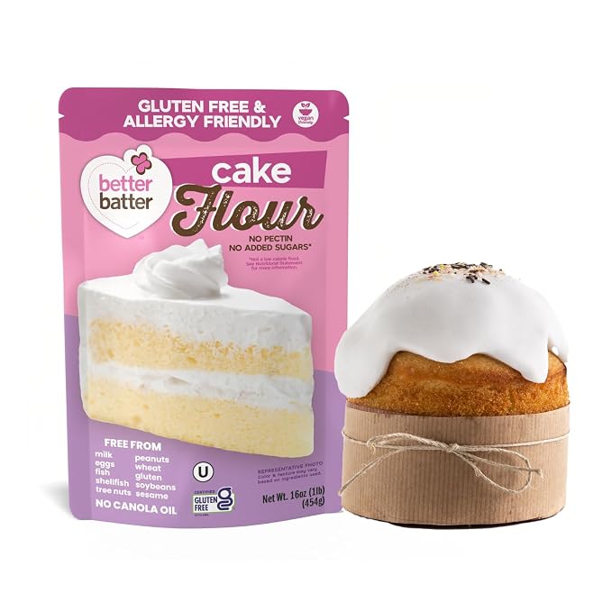 Better Batter Gluten-Free Cake Flour 1LB – Certified GF, Top 9 Allergen-Free, Vegan & Kosher Baking Mix – Premium Blend for Cakes, Quick Breads, Pancakes & Waffles – Smooth Texture, Rich Flavor, Safe for All Diets
