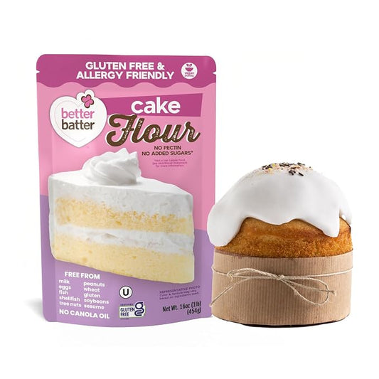 Better Batter Gluten-Free Cake Flour 1LB – Certified GF, Top 9 Allergen-Free, Vegan & Kosher Baking Mix – Premium Blend for Cakes, Quick Breads, Pancakes & Waffles – Smooth Texture, Rich Flavor, Safe for All Diets