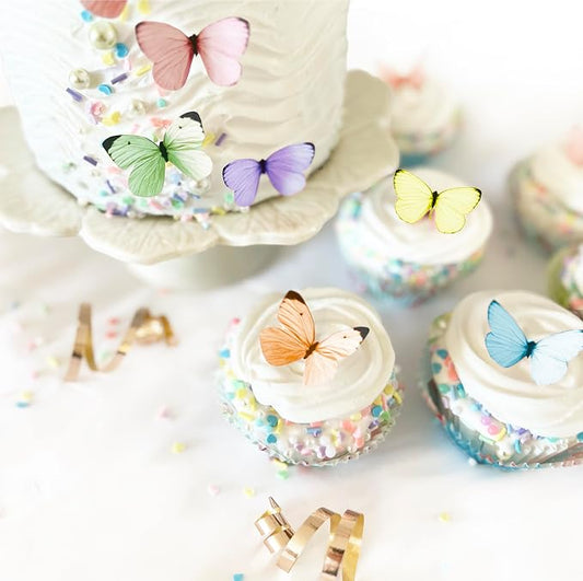 NEW Sugar Robot Edible Butterflies for Cake Decorating - Small Pastel Butterfly Cake Toppers and Cupcake Toppers - Decoration Made in the USA - Premium Crafted Assorted Colors