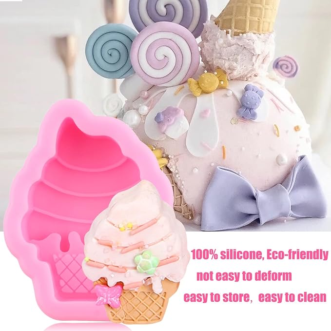 ZiXiang Macaroon Hamburger Silicone Molds Ice Cream Ball Fondant Mold Milk Chocolate Mold for Cake Decoration Cupcake Topper Candy Resin Clay Candle Soap Bath Bomb Set Of 4