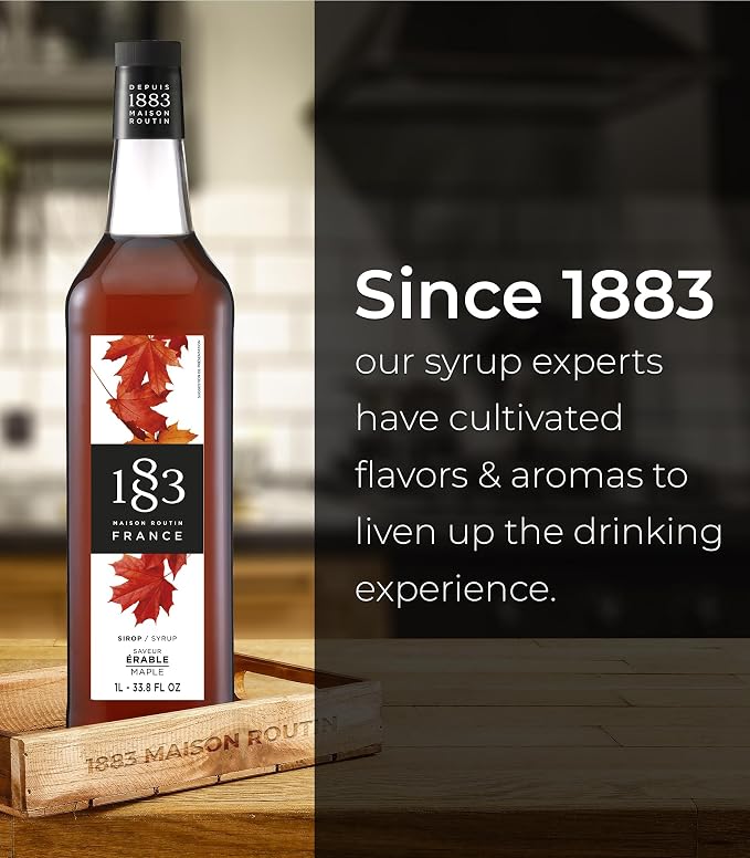 1883 Maple Syrup for Drinks, Made in France, 1 Liter Glass Bottle