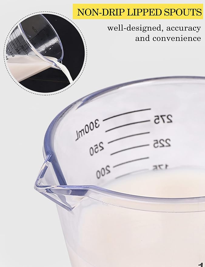 Measuring Cups Set, Liquid Measuring Cups For 3 For Kitchen - BPA Free Plastic Set with Spout Multiple Measurement Scales (Clear)