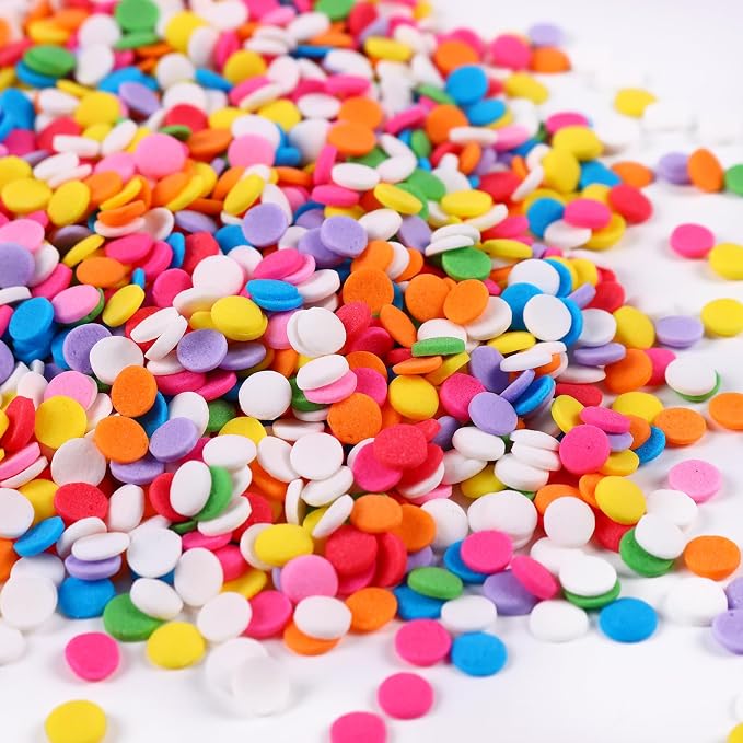 Edible Confetti Sprinkles for Cake Decorating, Round sprinkles, Rainbow Sprinkles for Baking, Cupcakes, Ice Cream Topping, Waffles, Macarons, and Cookies（120g/4.23oz）