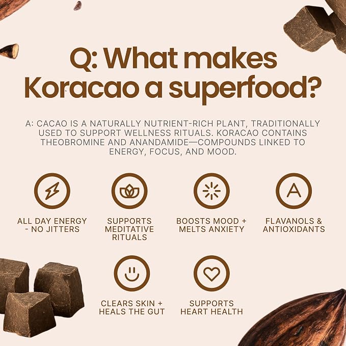 KORACAO Sustainably Harvested Cacao | Ideal Superfood for Everyday Bliss | Ceremonial Grade Cacao | Enhance Your Spiritual Journey with Ancient Superfood Delight - 3 Pounds