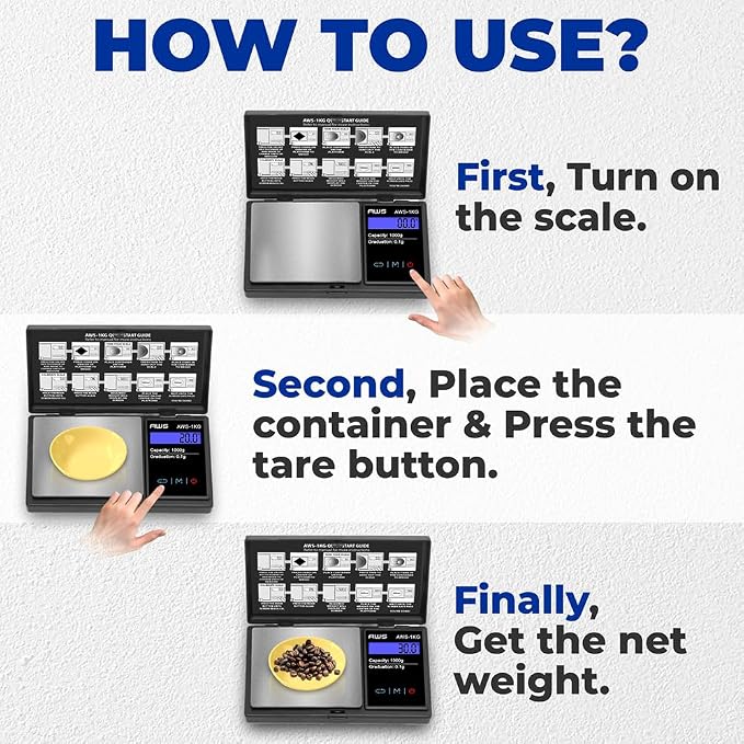 American Weigh Scales Series Digital Pocket Weight Scale 600g x 0.1g |Digital Gram Scale Small Scale Mini Food Scale Jewelry Scale Ounces/Grains Scale, Easy to Carry (Black, 1000g x 0.1g)