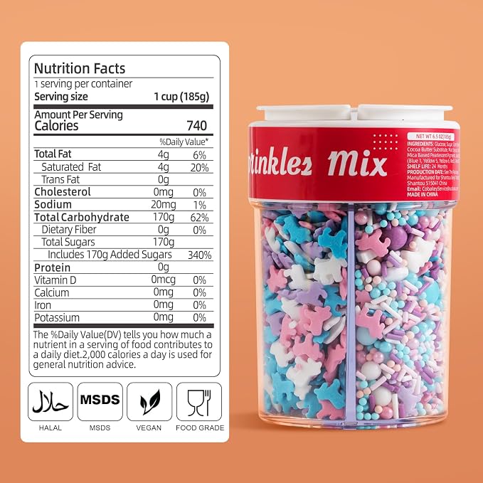 Edible Unicorns Sprinkles Pastel Unicorn Confetti Jimmies Sanding Sugar Sprinkles Mix for Cake Decorations Baking Ice Cream Cookies Cupcake Topper 6.5 ounces