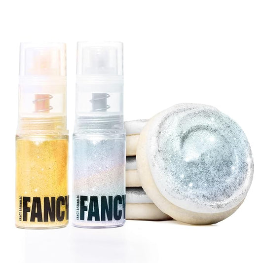Fancy Sprinkles Fancy Dust Duo Edible Glitter Spray Pump | Moonstone Iridescent & Fool's Gold | 2-Pack Glitter for Drinks, Cocktails & Cake Decorating | Vegan & Gluten Free | 4gm each