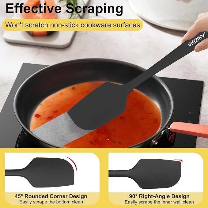 Silicone Spatula Set, 11.4 in, 600°F Heat Resistant (Multicolor) | Food Grade Rubber, BPA Free, Stainless Steel Core, Flexible for Cooking, Baking, Mixing, Seamless, Nonstick & Dishwasher Safe