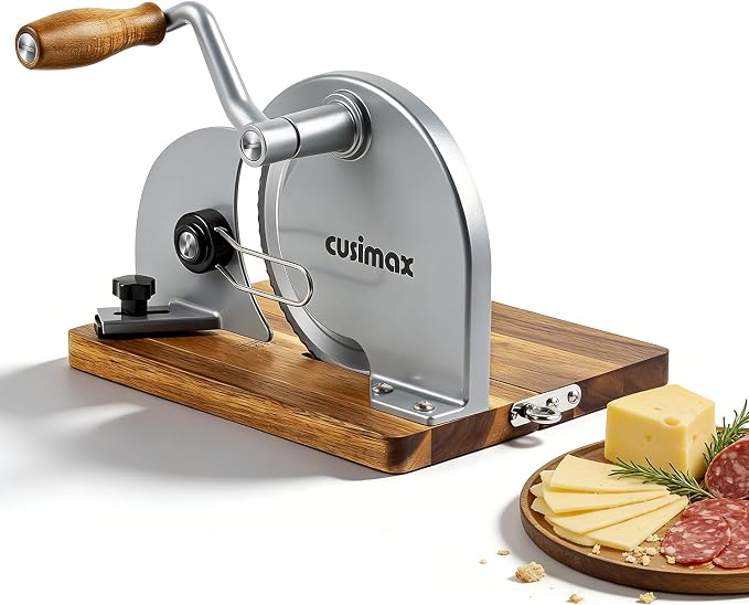 CUSIMAX Manual Bread Slicer for Homemade Sourdough Bread,Hand Crank Bread Slicer with Adjustable Thickness and Stainless Steel Blade,Upgrade Foldable Manual Bread Cutter