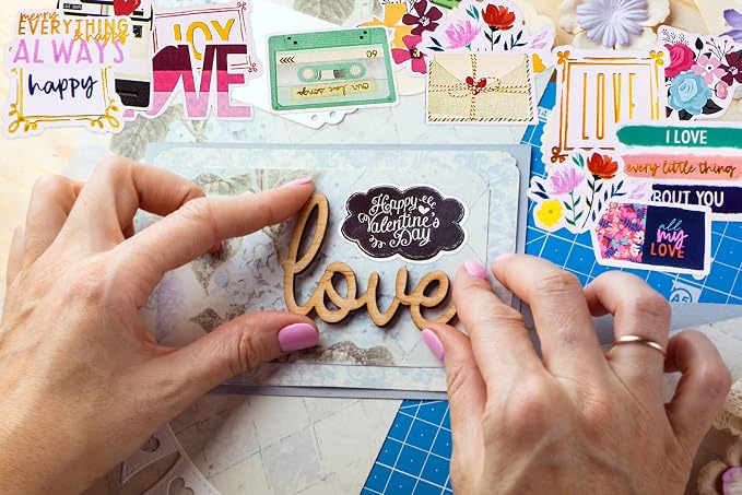 FaCraft Scrapbooking Supplies Ephemera Die Cuts Stickers (95 pcs Love)